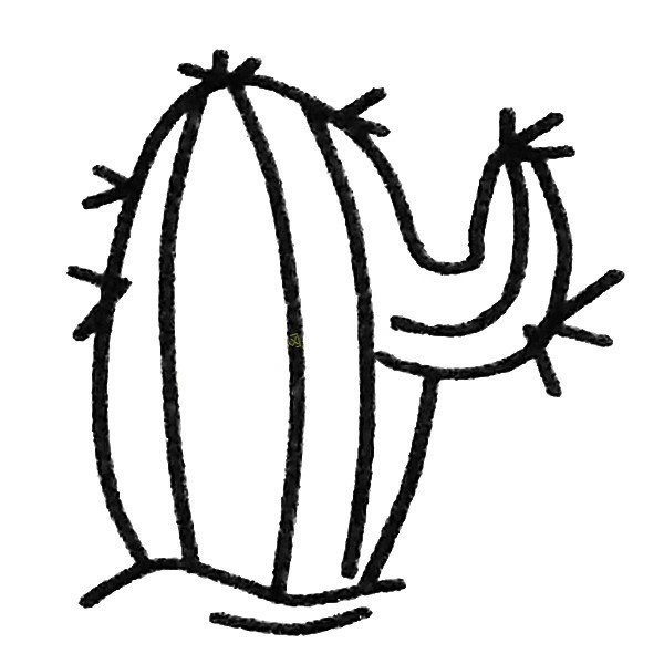 Huge cactus simple drawing picture