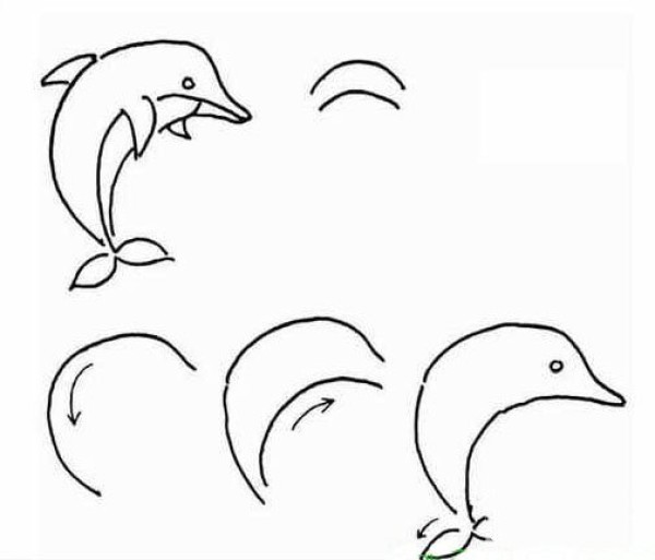 Childrens simple drawing tutorial Dolphin