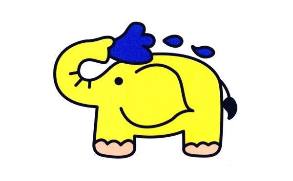 Cartoon yellow elephant simple drawing works