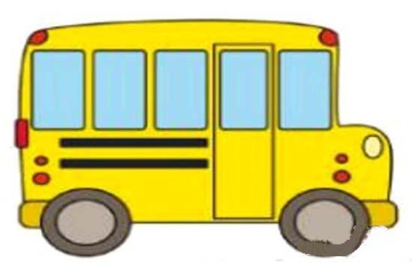 Children coloring school bus simple drawing pictures