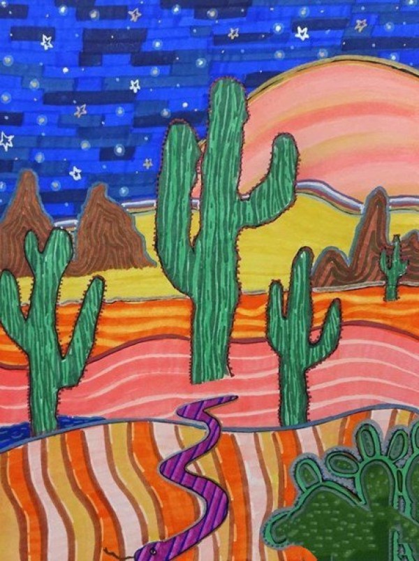 Tenacious Cactus Desert Cactus Childrens Drawings Sharing