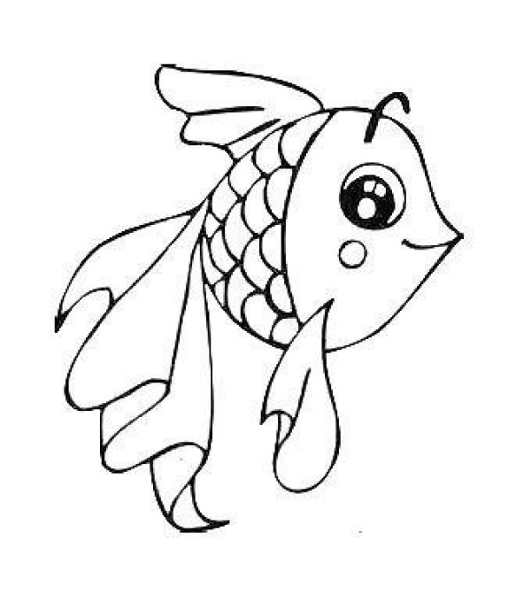 Cute little goldfish simple drawing picture