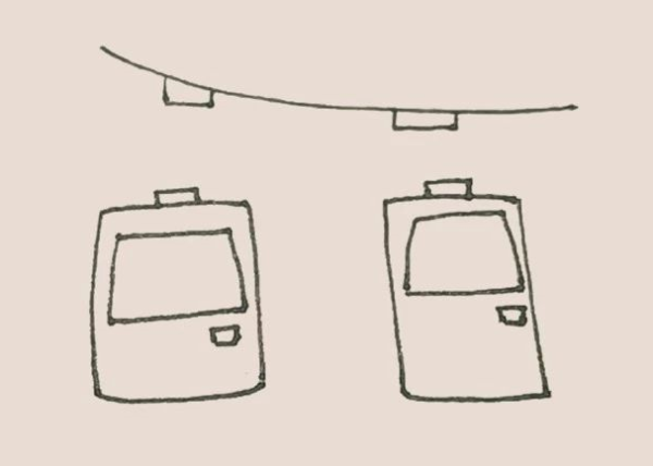 How to draw a simple drawing of a cable car