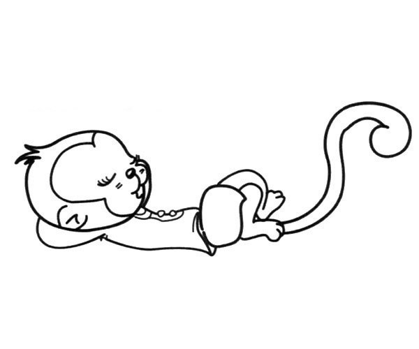 Simple drawing of sleeping monkey