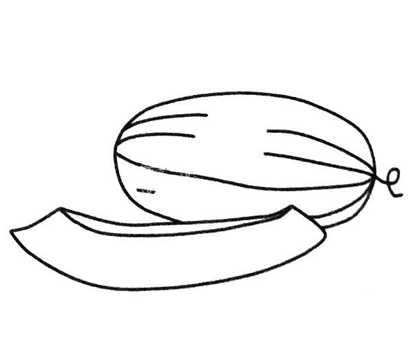 Four simple pictures of cantaloupe drawings