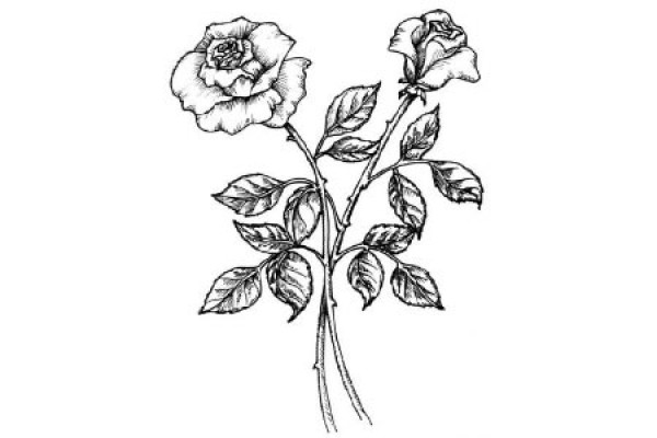 Hand drawn beautiful roses simple drawing picture