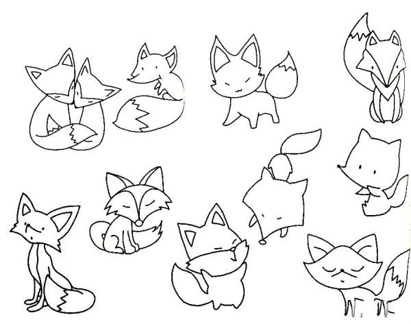 Complete collection of fox simple drawings and drawing steps