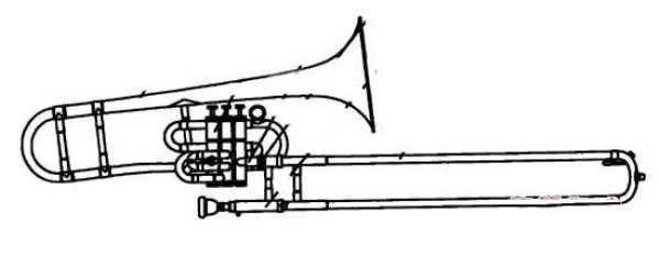 Hand drawn trombone musical instrument simple drawing picture