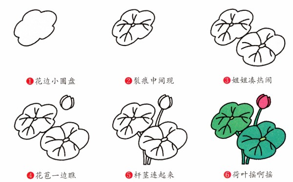 How to draw lotus in lotus pond with simple strokes