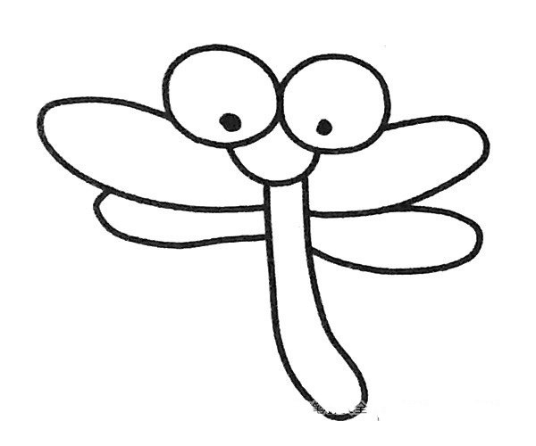 A set of cute cartoon dragonfly simple drawing pictures