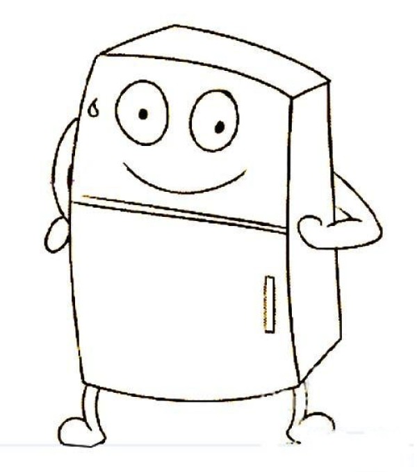 Simple drawing picture of cute cartoon refrigerator for primary school students