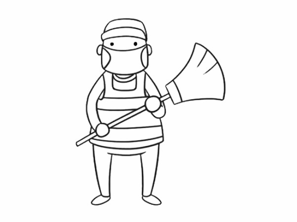 Cleaning worker simple strokes