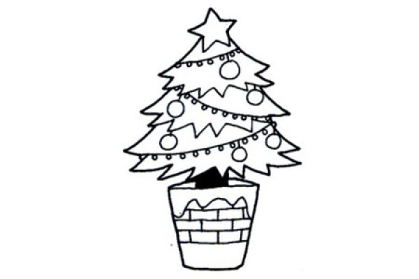 Childrens simple drawing of Christmas tree