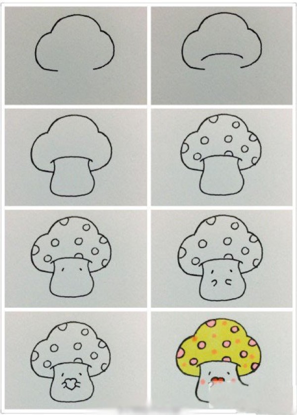 Cartoon mushroom simple drawing tutorial