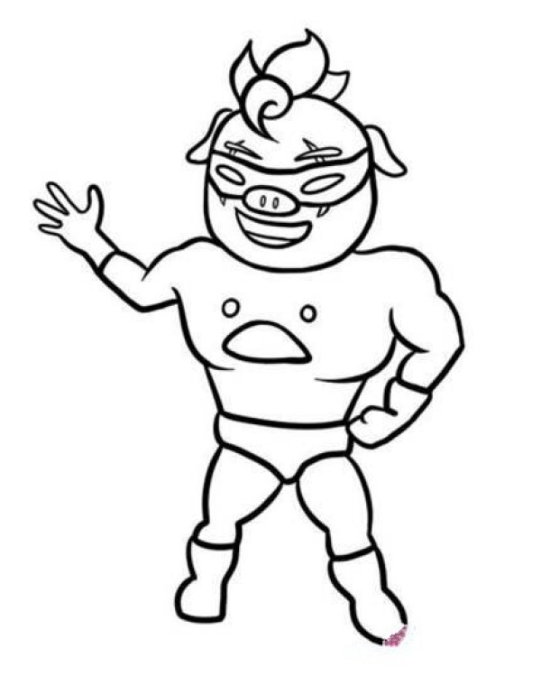 Pig Man Superman Simple Drawing Picture