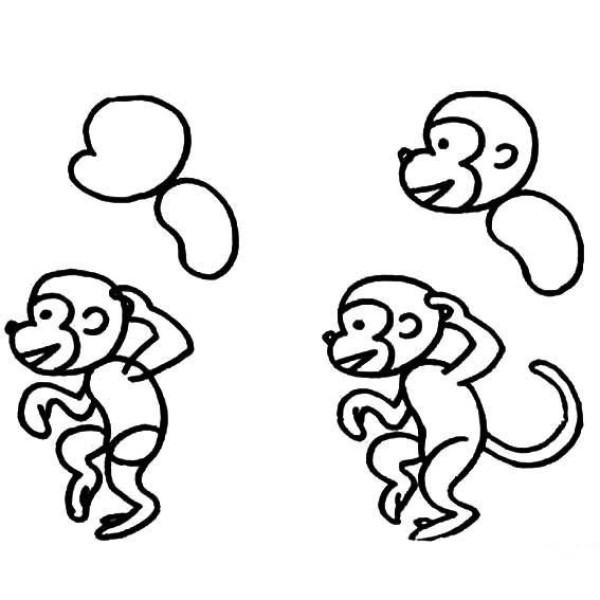 Simple steps to draw a monkey