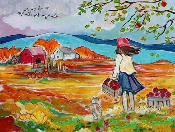 Appreciate the excellent works of picking apples in the countryside and painting autumn paintings