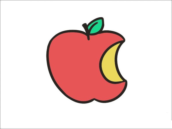 Simple drawing of an apple that takes a bite