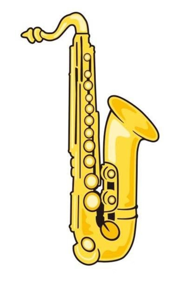 Childrens simple drawing pictures of saxophone with color