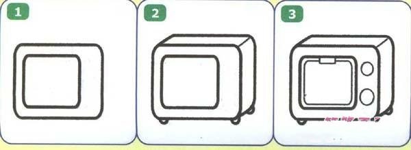 Microwave oven simple drawing tutorial step by step illustration: How to draw a microwave oven