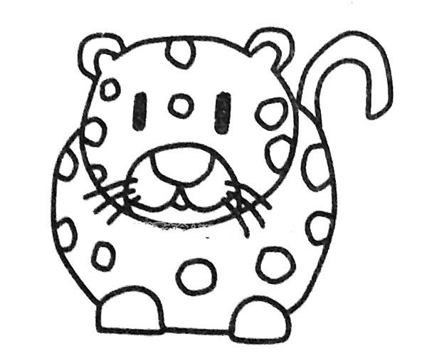 Q version of little leopard simple strokes picture