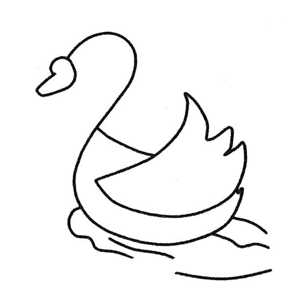 Four simple drawing pictures of swans