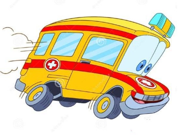 Childrens simple drawing picture of cartoon ambulance with color