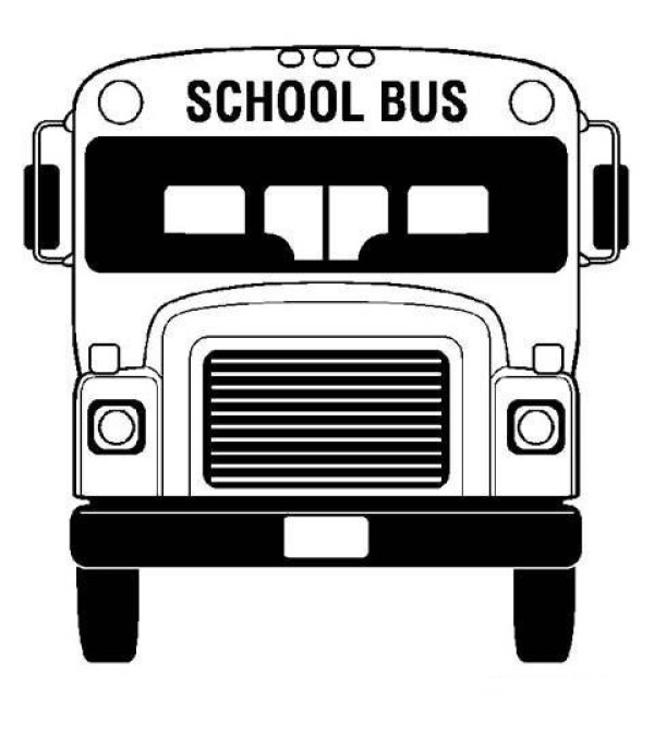 Kindergarten school bus front front simple drawing picture