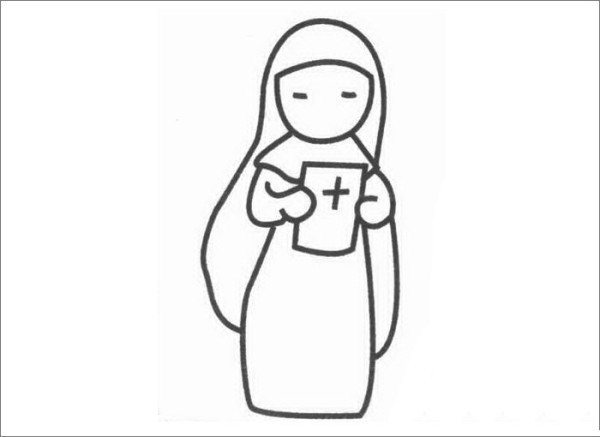 Simple drawing of nun