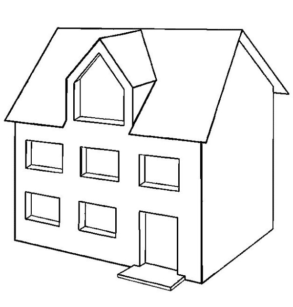 Childrens simple drawing of small house