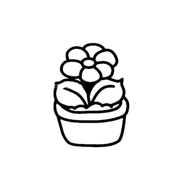 Simple small potted plant sketch