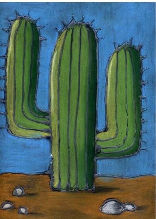 Picture sharing of cactus plant themed paintings in the desert