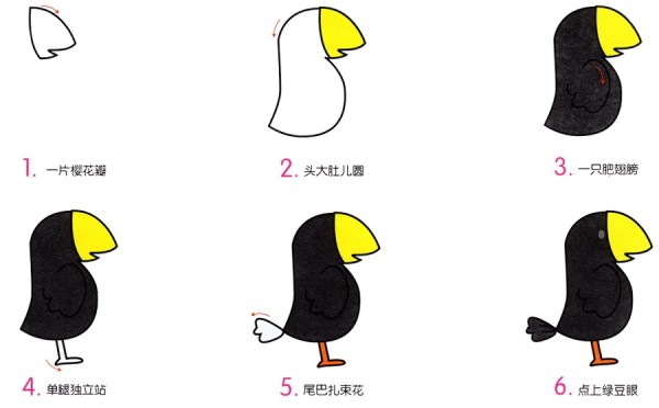 How to draw a little crow in simple strokes