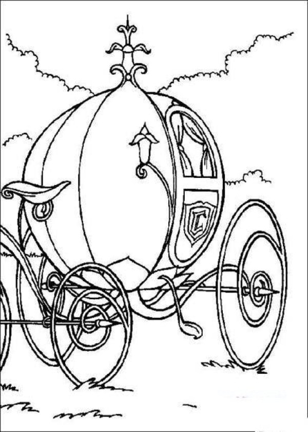 Hand drawn Cinderella pumpkin car simple drawing picture