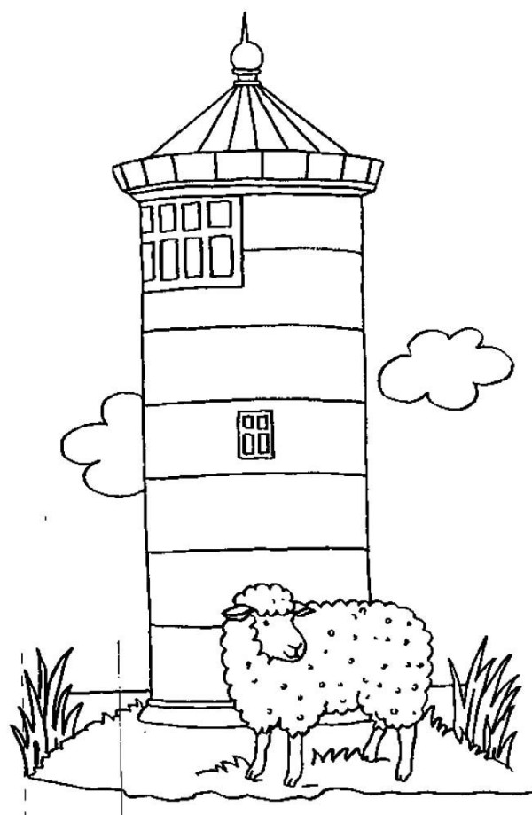 Simple drawing of building, simple drawing of lighthouse, picture collection