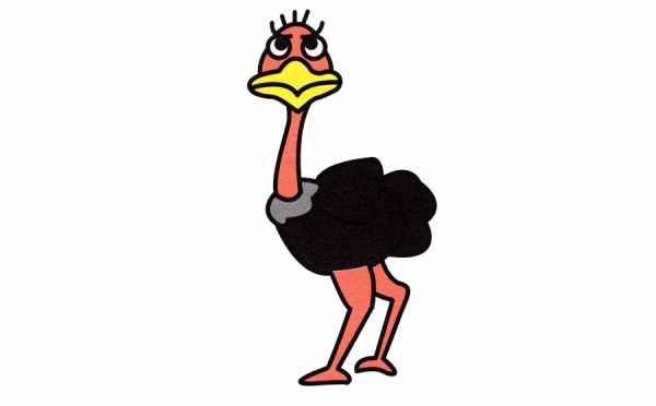 How to draw cartoon ostrich in simple strokes