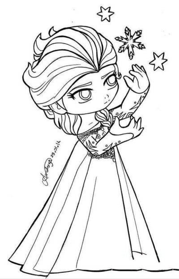 Childrens Q version of Cinderella simple drawing picture