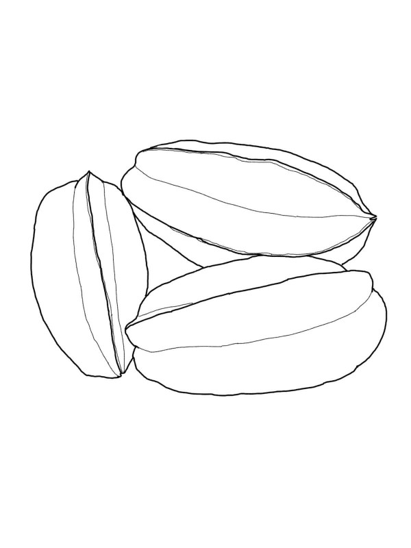 Simple drawing of three star fruits