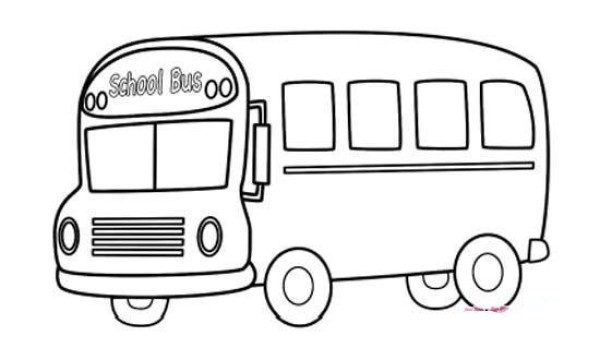 Kindergarten school bus simple drawing picture