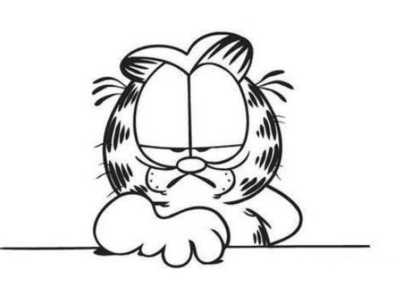 A complete collection of pictures of childrens simple drawings of angry Garfield cats