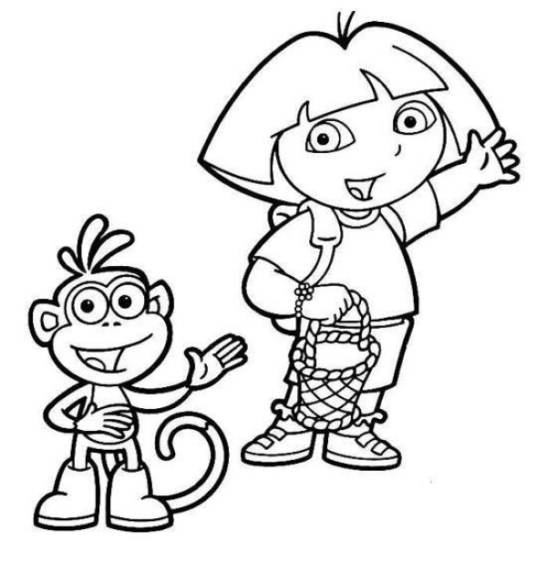 Dora and little monkey Boots simple drawing pictures