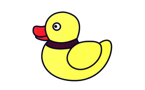 Cartoon toy little yellow duck simple drawing coloring work