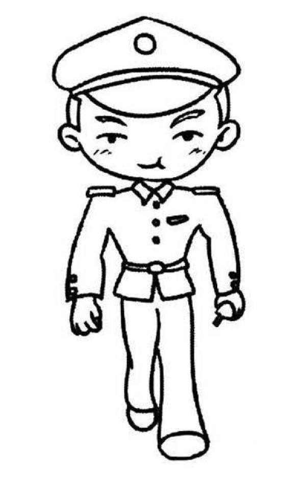 Police uncle character simple drawing picture