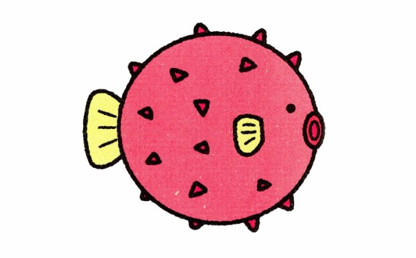 Tutorial on how to draw a round little pufferfish in simple strokes