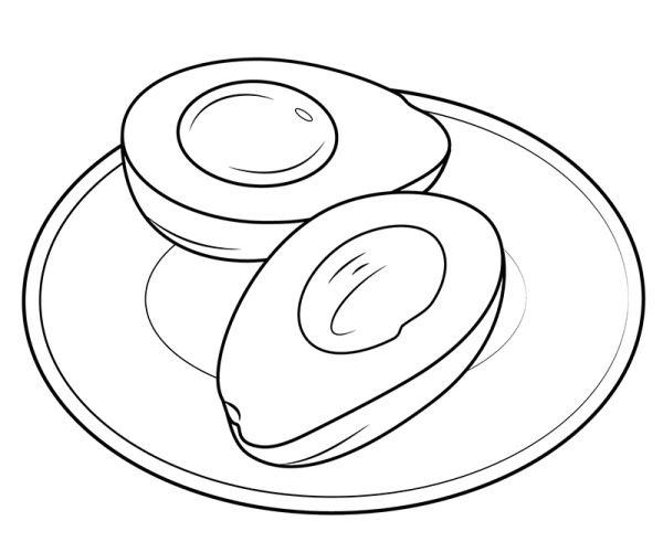 Simple drawing picture of avocado on the plate