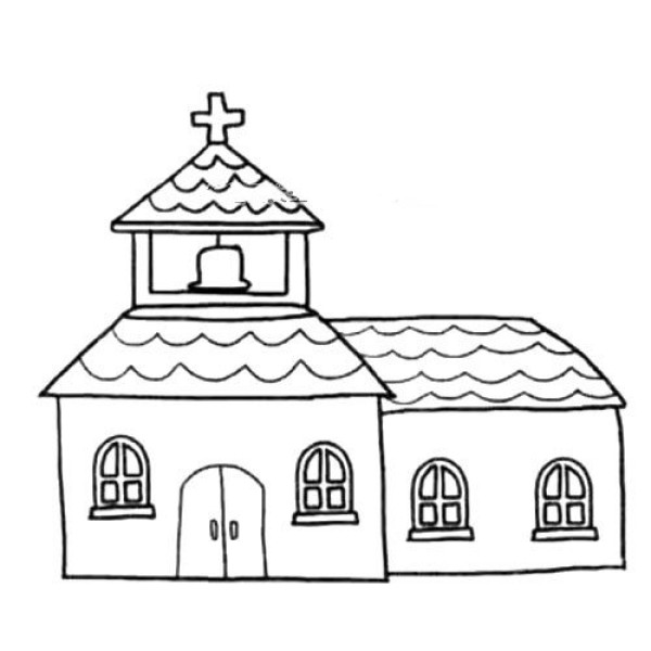 Small church with wavy tile roof