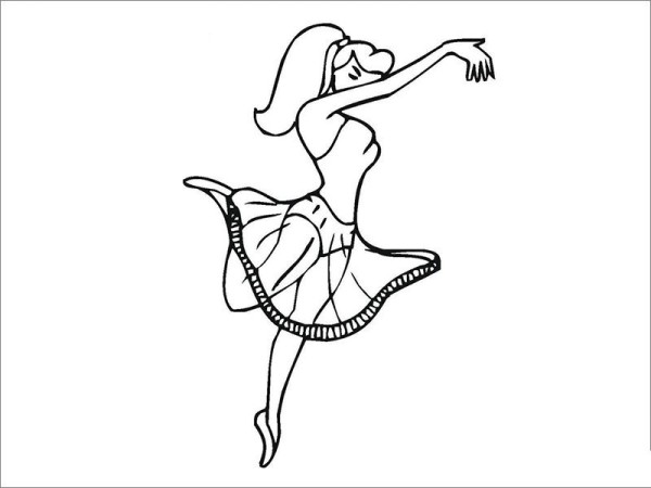 Simple drawing of dancing girl