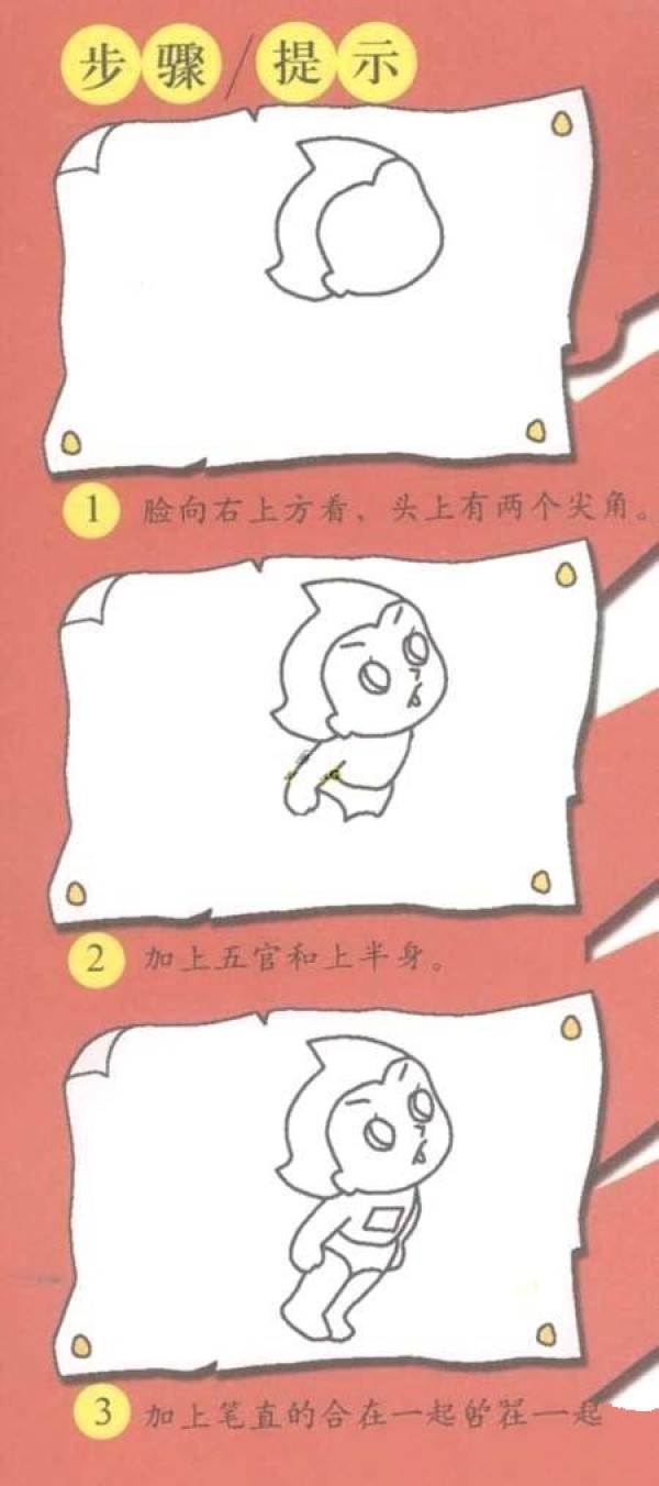 Step-by-step tutorial on how to draw Astro Boy for primary school students: How to draw Astro Boy