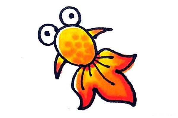 Children learn to draw goldfish easily