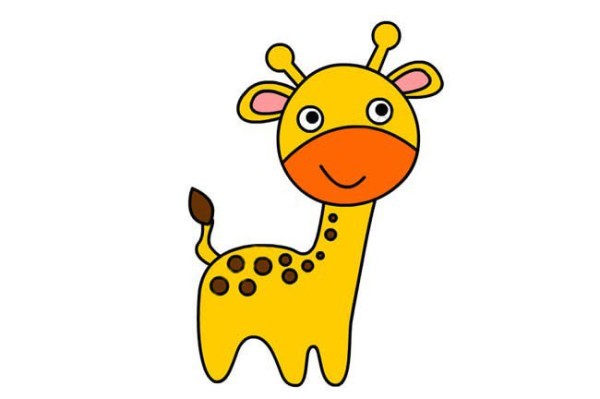 Draw a cute cartoon giraffe in a few steps